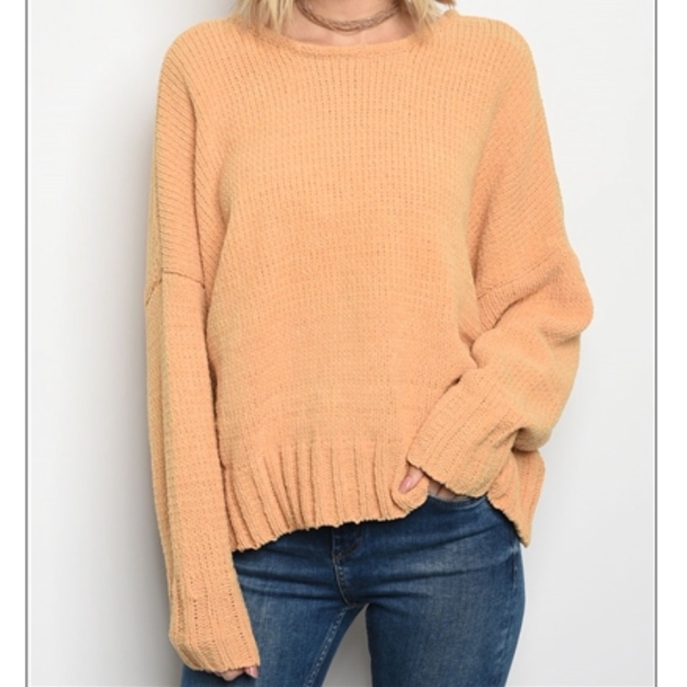 LAST 1: Knit Mustard Cross-back Sweater - Picture 2 of 3